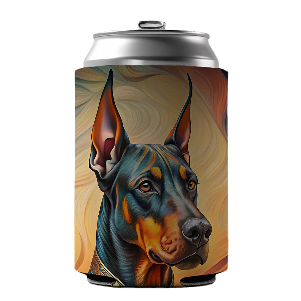 Doberman Pinscher Dog Art Nouveau Can Cooler Beer Soda Drink Insulated Holder Sleeve Hugger