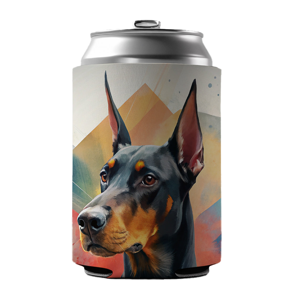 Doberman Pinscher Dog Contemporary Art Can Cooler Beer Soda Drink Insulated Holder Sleeve Hugger