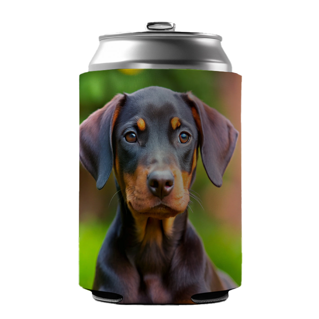 Doberman Pinscher Dog Puppy Photo Can Cooler Beer Soda Drink Insulated Holder Sleeve Hugger