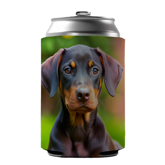 Doberman Pinscher Dog Puppy Photo Can Cooler Beer Soda Drink Insulated Holder Sleeve Hugger