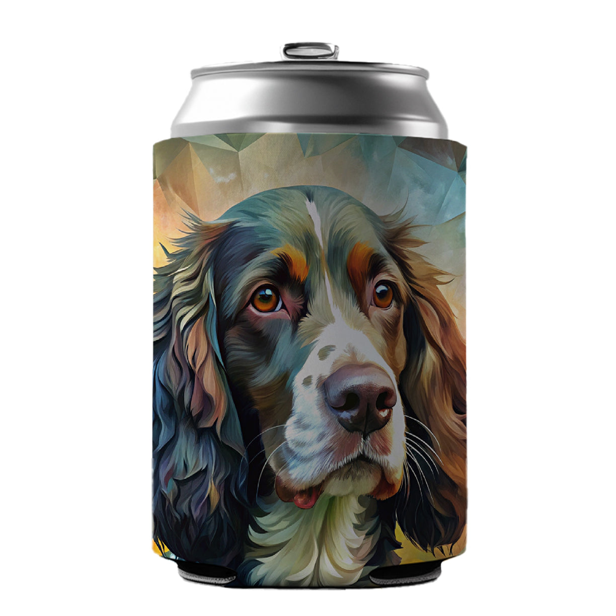 English Springer Spaniel Dog Abstract Art Can Cooler Beer Soda Drink Insulated Holder Sleeve Hugger