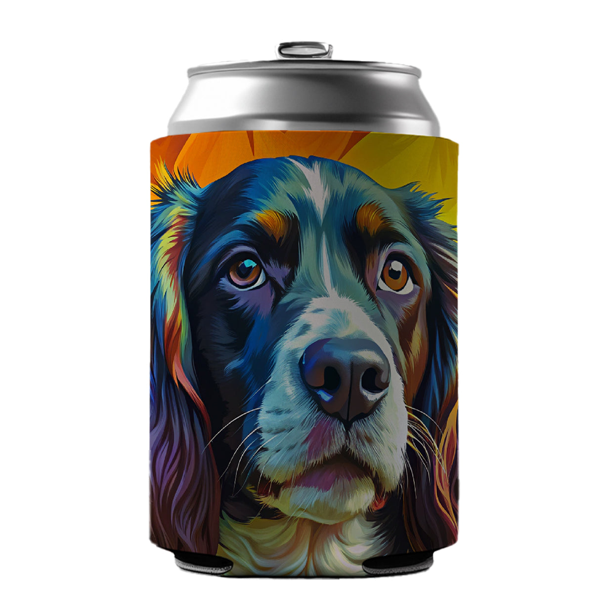 English Springer Spaniel Dog Pop Art Can Cooler Beer Soda Drink Insulated Holder Sleeve Hugger