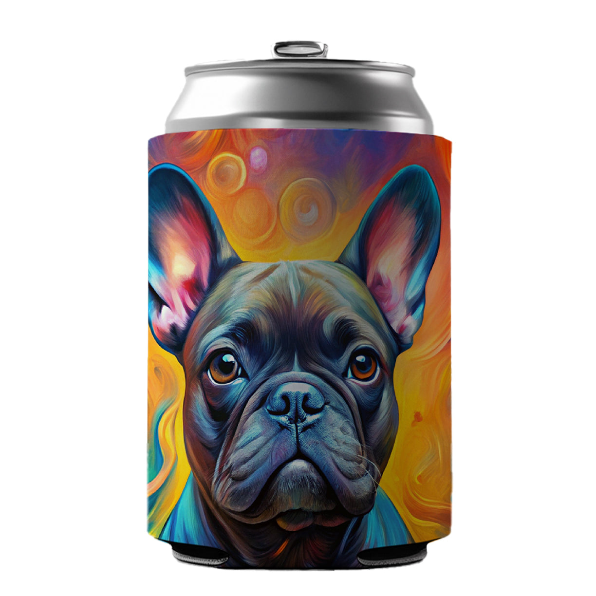 French Bulldog Frenchie Dog Abstract Art Can Cooler Beer Soda Drink Insulated Holder Sleeve Hugger