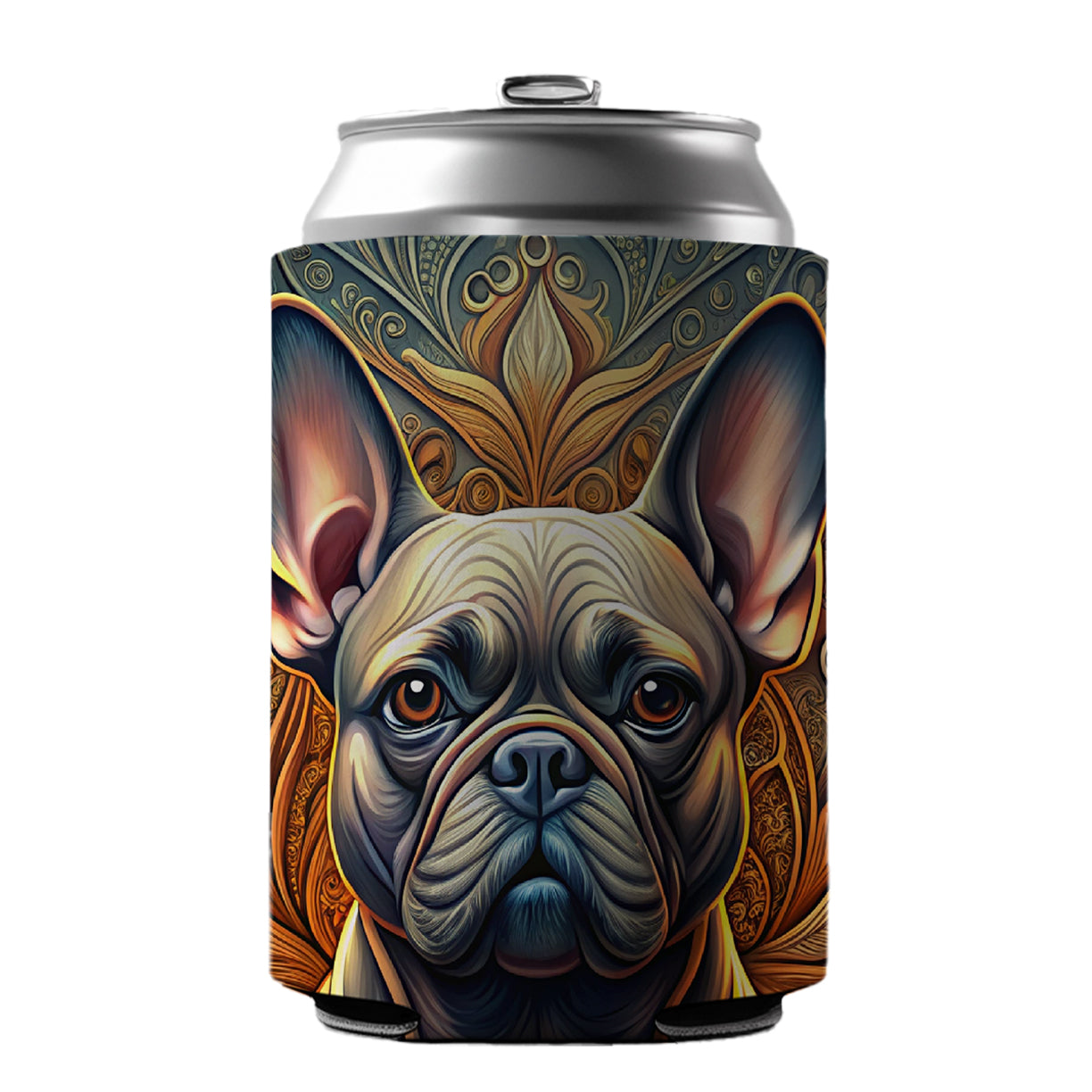 French Bulldog Frenchie Dog Art Nouveau Can Cooler Beer Soda Drink Insulated Holder Sleeve Hugger