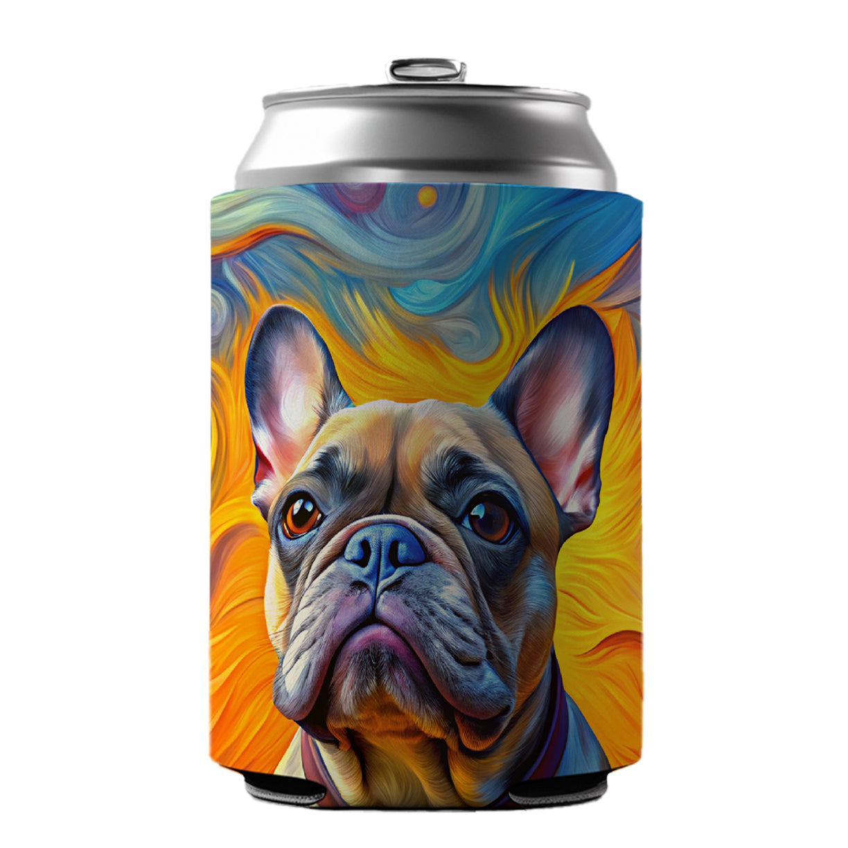 French Bulldog Frenchie Dog Expressionism Art Can Cooler Beer Soda Drink Insulated Holder Sleeve Hugger