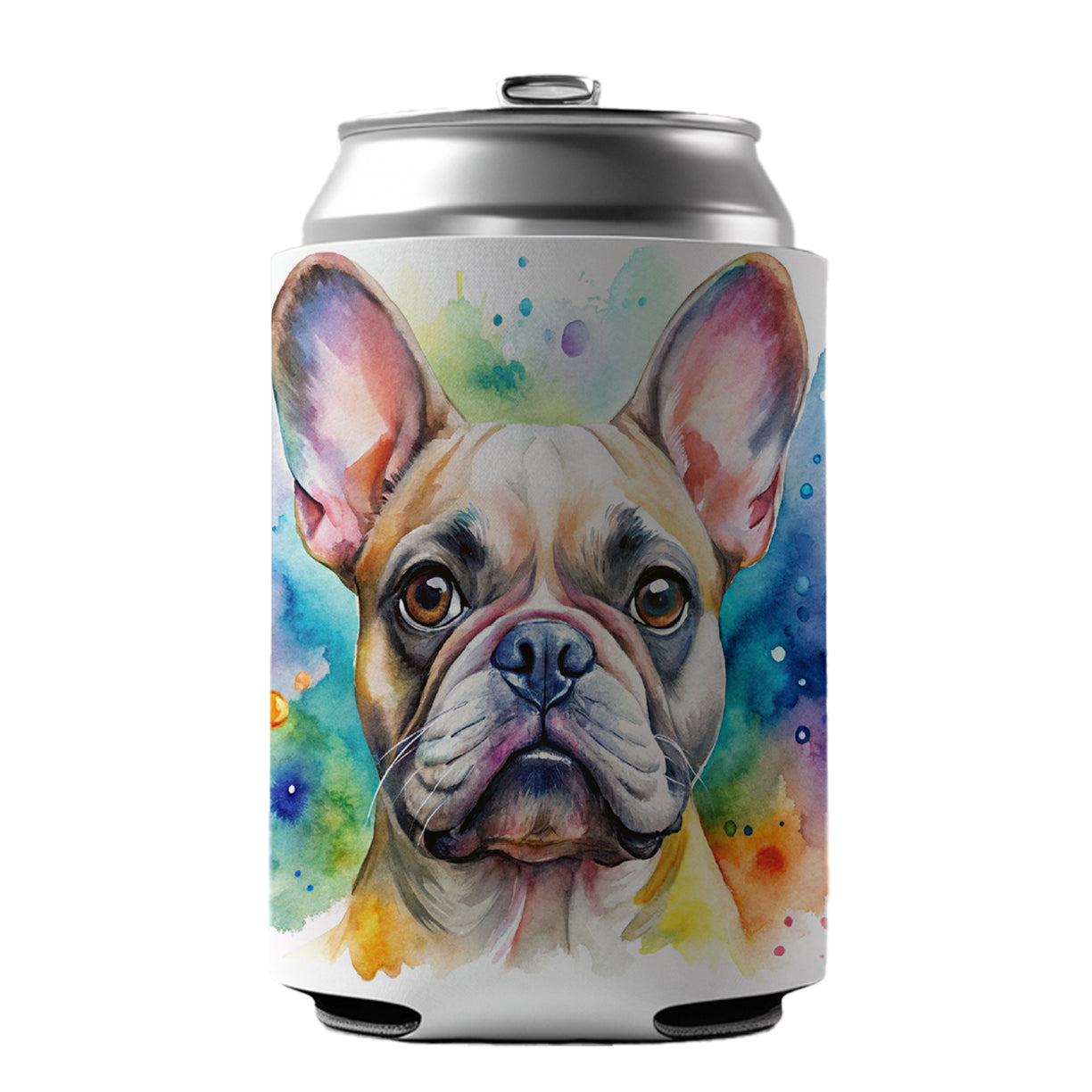 French Bulldog Frenchie Dog Watercolor Style Can Cooler Beer Soda Drink Insulated Holder Sleeve Hugger