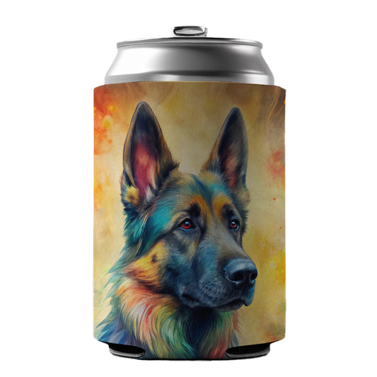 German Shepherd Dog Abstract Art Can Cooler Beer Soda Drink Insulated Holder Sleeve Hugger