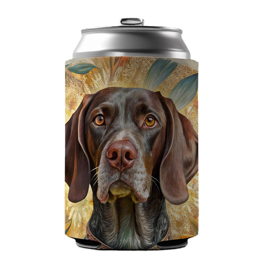 German Shorthaired Pointer Dog French Bohemian Art Can Cooler Beer Soda Drink Insulated Holder Sleeve Hugger