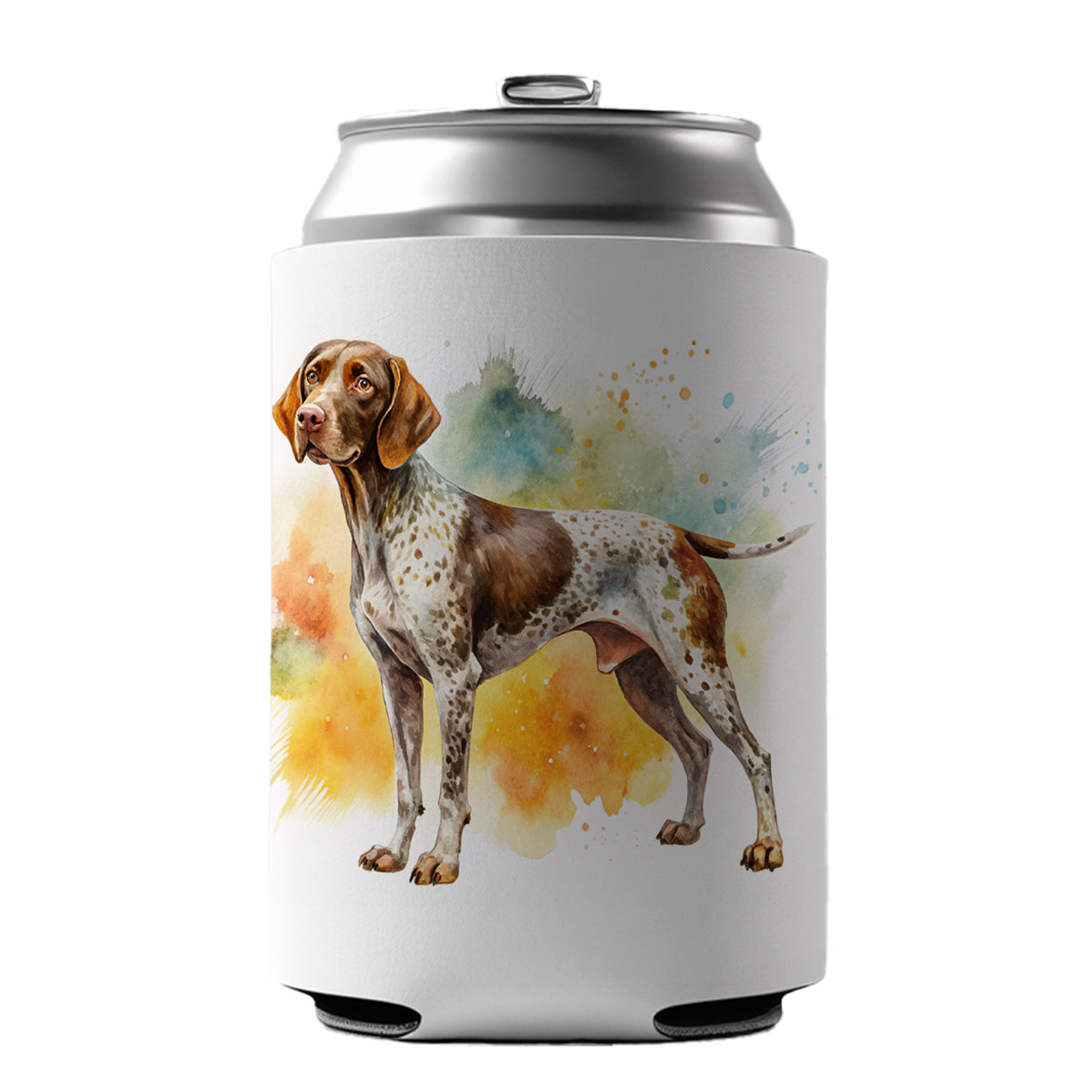 German Shorthaired Pointer Dog Watercolor Style Can Cooler Beer Soda Drink Insulated Holder Sleeve Hugger