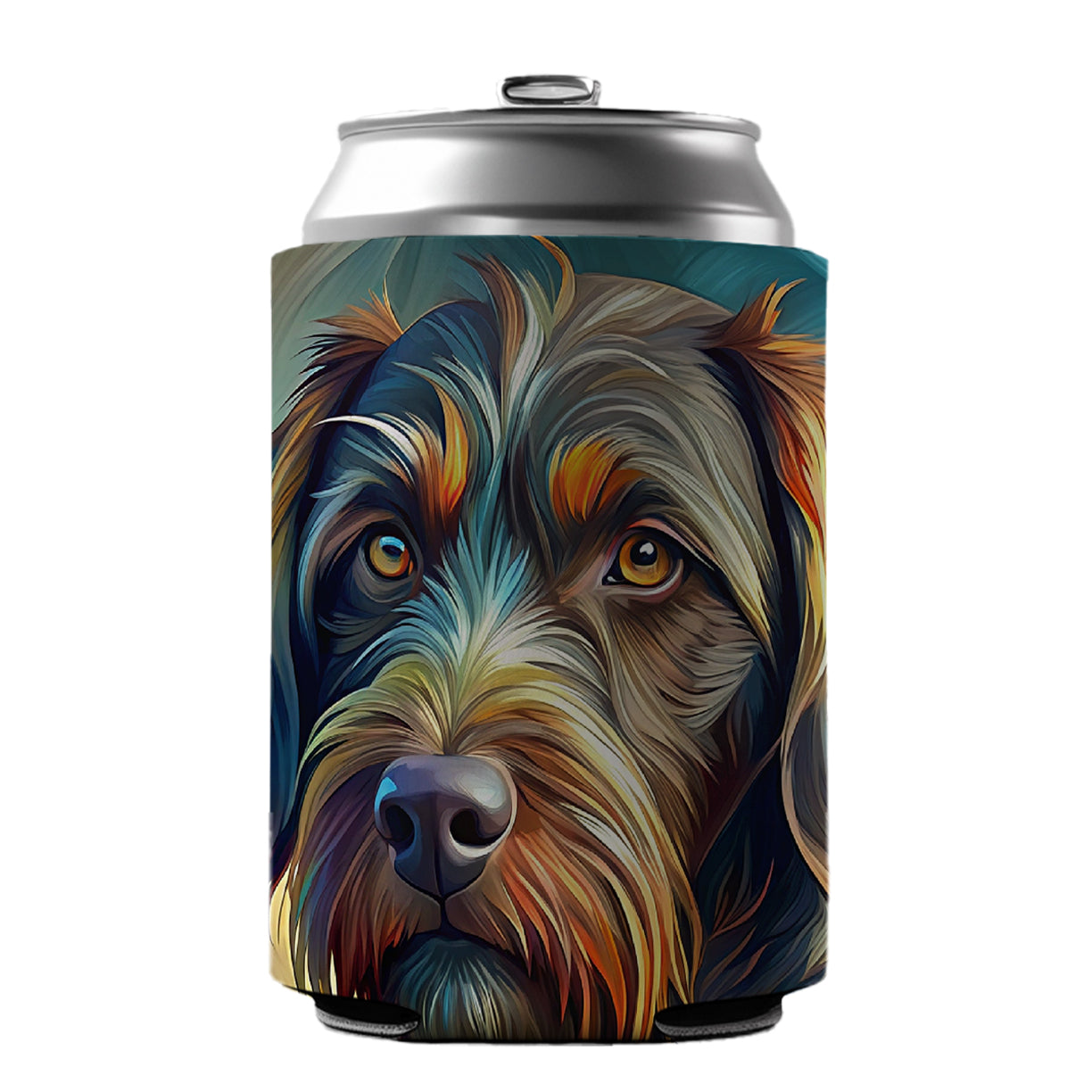 German Wirehaired Pointer Dog Abstract Stylized Art Can Cooler Beer Soda Drink Insulated Holder Sleeve Hugger