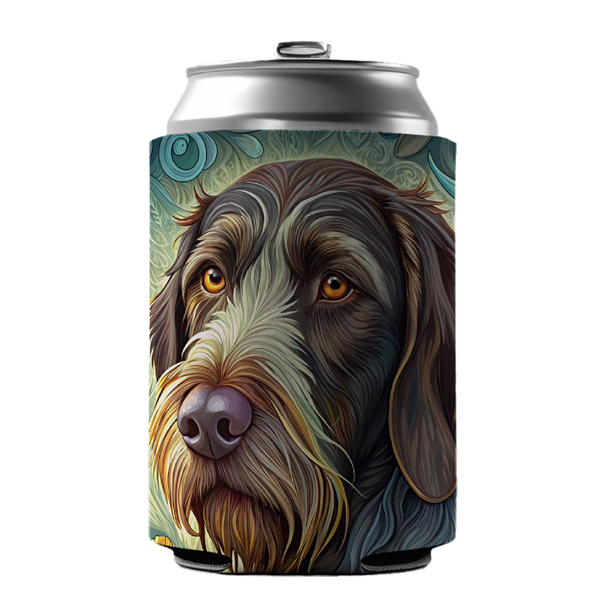 German Wirehaired Pointer Dog Art Nouveau Can Cooler Beer Soda Drink Insulated Holder Sleeve Hugger