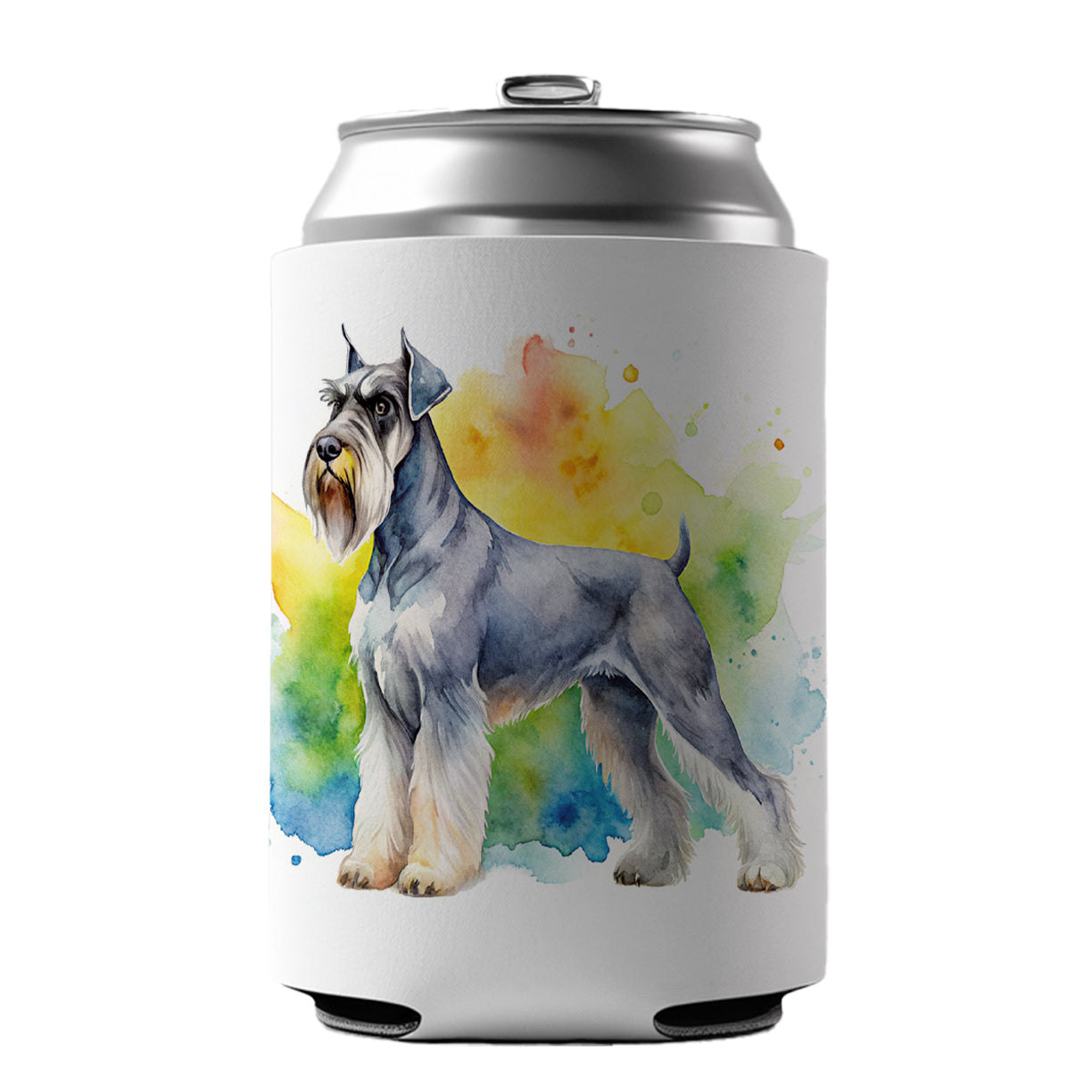 Giant Schnauzer Dog Watercolor Style Can Cooler Beer Soda Drink Insulated Holder Sleeve Hugger