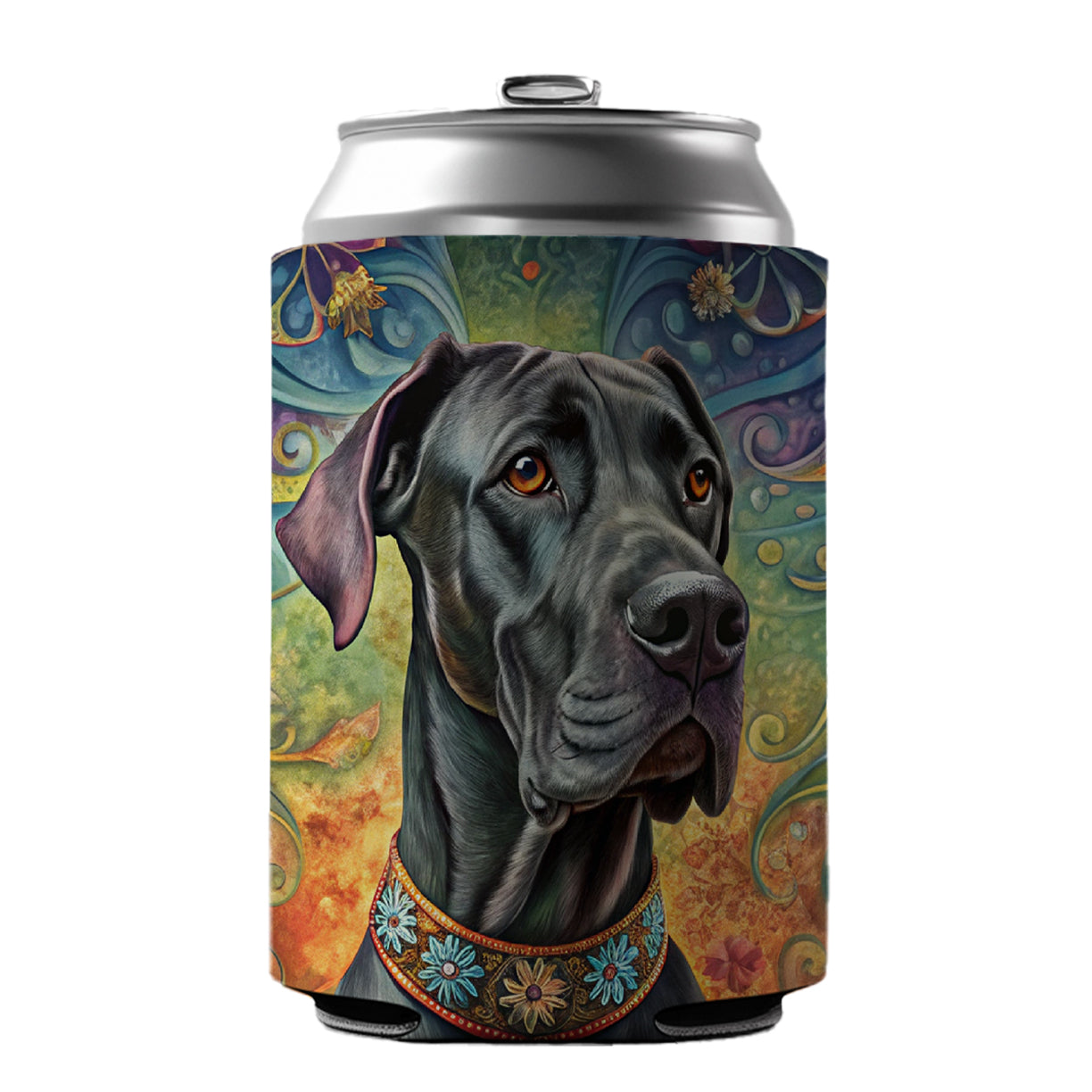 Great Dane Dog French Bohemian Art Can Cooler Beer Soda Drink Insulated Holder Sleeve Hugger