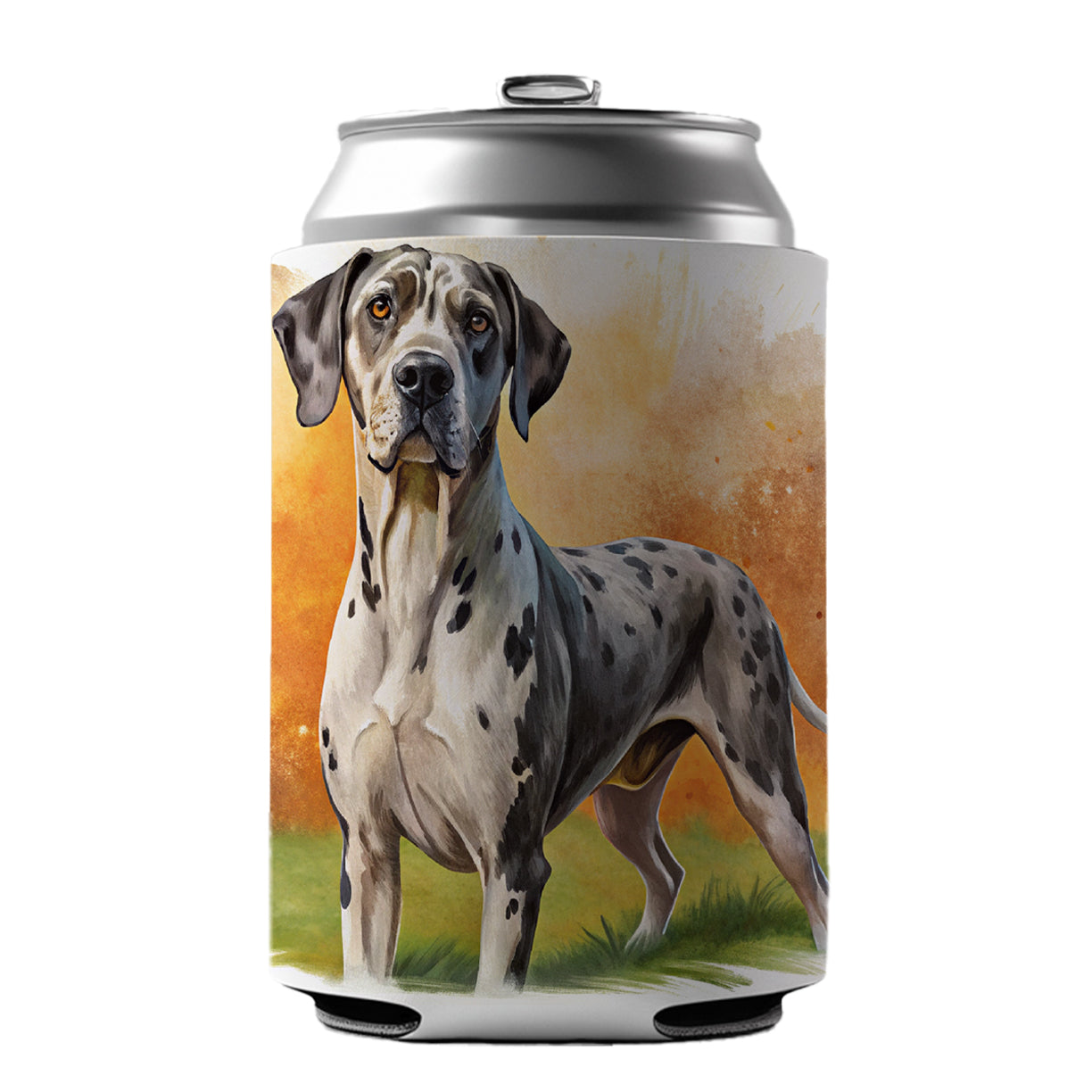 Great Dane Dog Illustration Can Cooler Beer Soda Drink Insulated Holder Sleeve Hugger