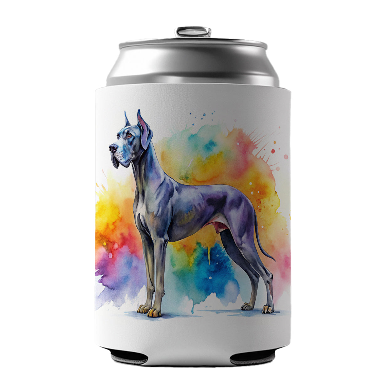 Great Dane Dog Watercolor Style Can Cooler Beer Soda Drink Insulated Holder Sleeve Hugger