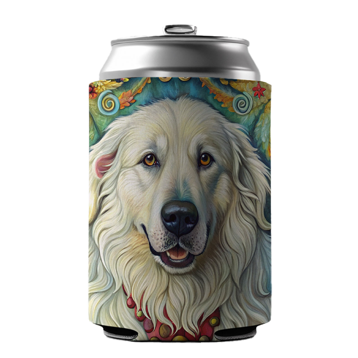 Great Pyrenees Dog French Bohemian Art Can Cooler Beer Soda Drink Insulated Holder Sleeve Hugger