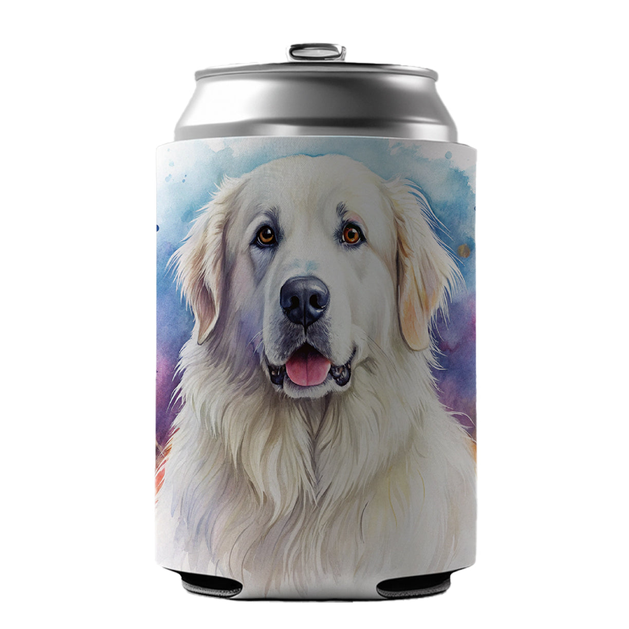 Great Pyrenees Dog Watercolor Style Can Cooler Beer Soda Drink Insulated Holder Sleeve Hugger
