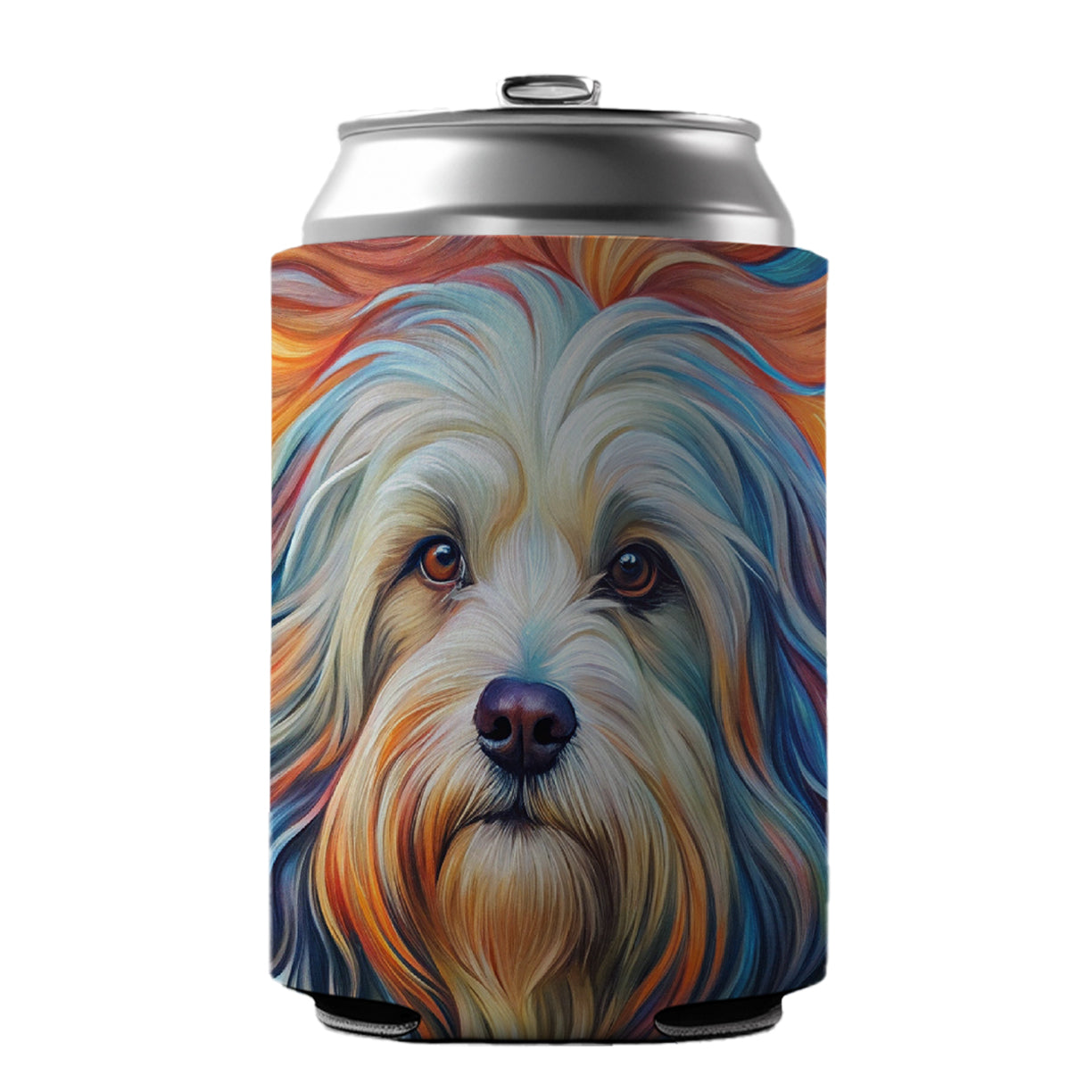 Havanese Dog Abstract Art Can Cooler Beer Soda Drink Insulated Holder Sleeve Hugger