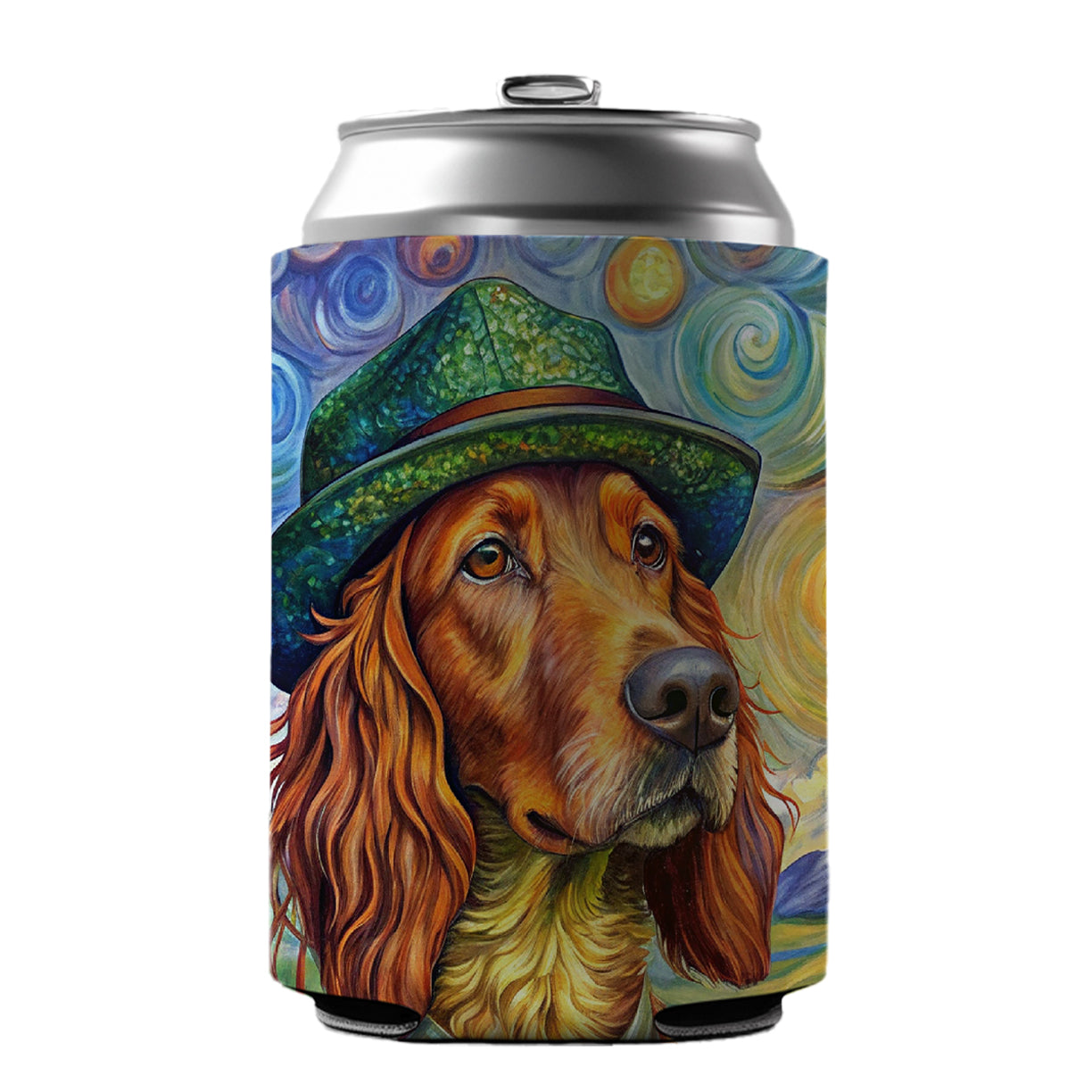 Irish Setter Dog French Bohemian Art Can Cooler Beer Soda Drink Insulated Holder Sleeve Hugger