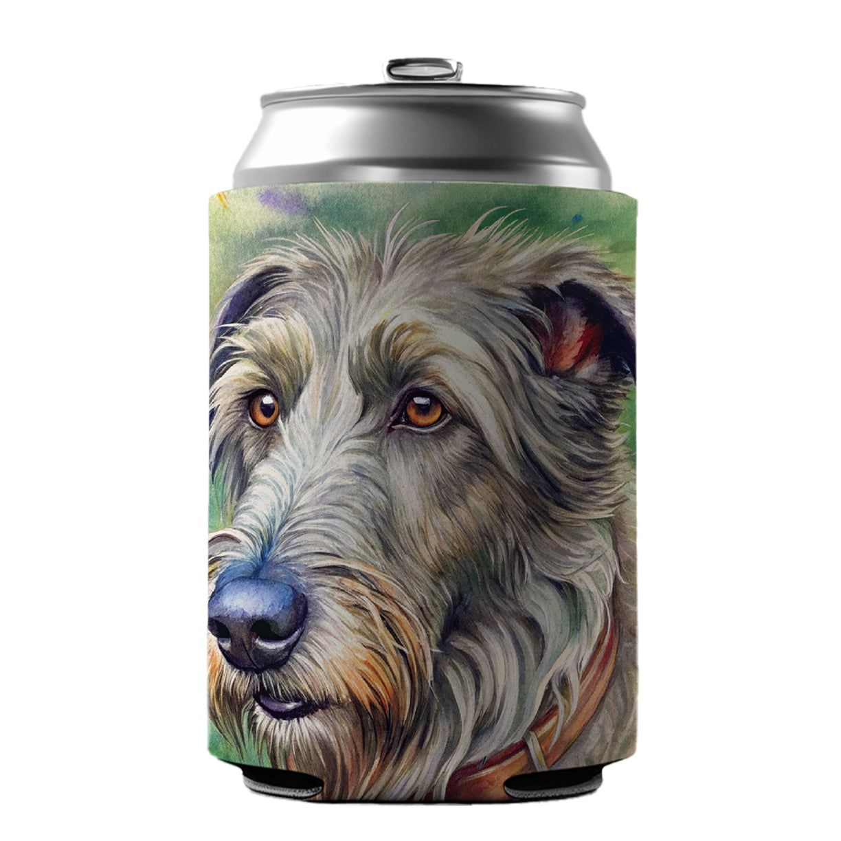 Irish Wolfhound Dog Illustration Can Cooler Beer Soda Drink Insulated Holder Sleeve Hugger