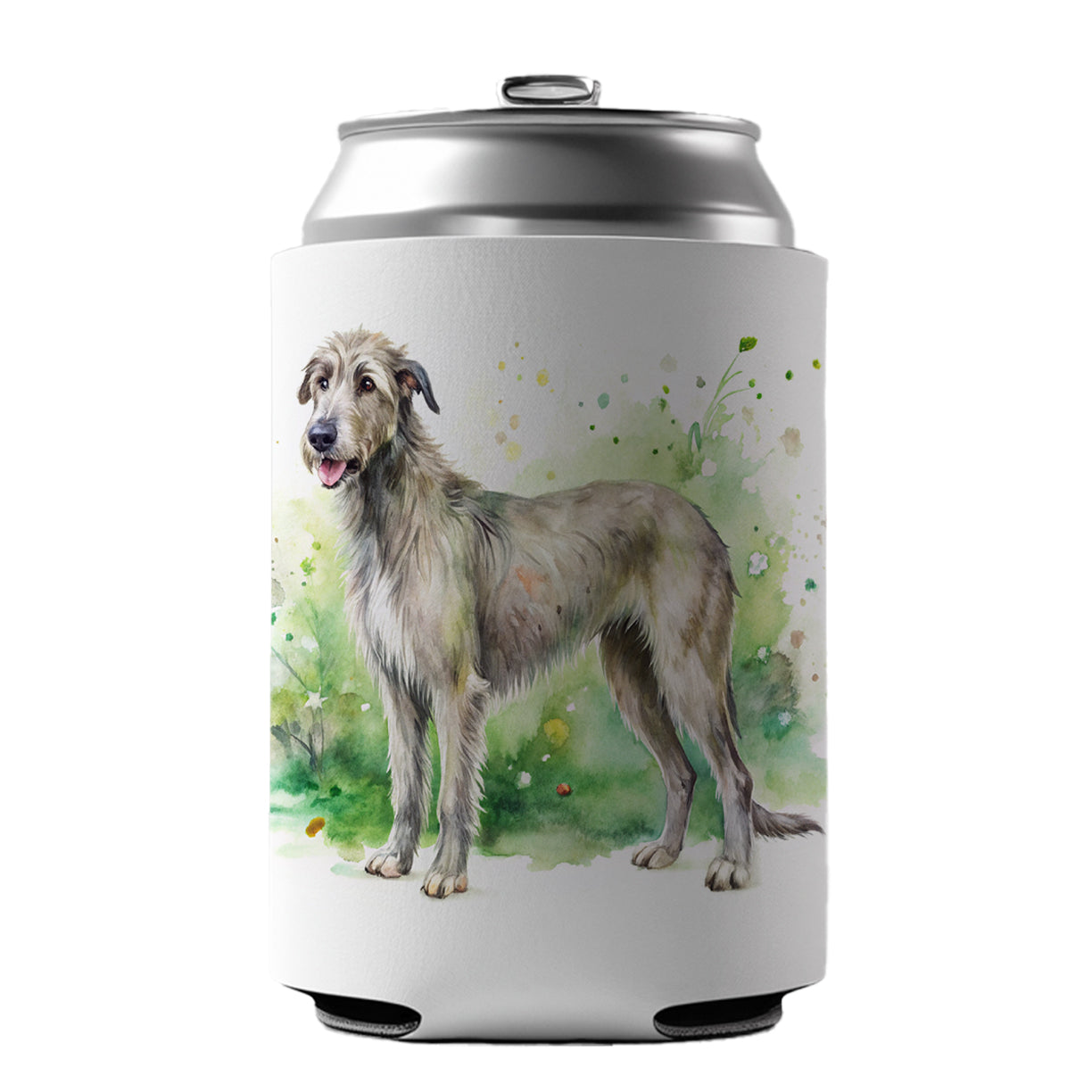 Irish Wolfhound Dog Watercolor Style Can Cooler Beer Soda Drink Insulated Holder Sleeve Hugger