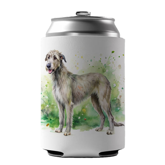 Irish Wolfhound Dog Watercolor Style Can Cooler Beer Soda Drink Insulated Holder Sleeve Hugger