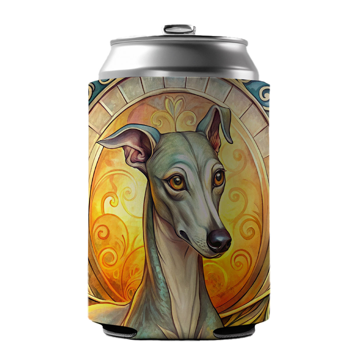 Italian Greyhound Dog Art Nouveau Can Cooler Beer Soda Drink Insulated Holder Sleeve Hugger