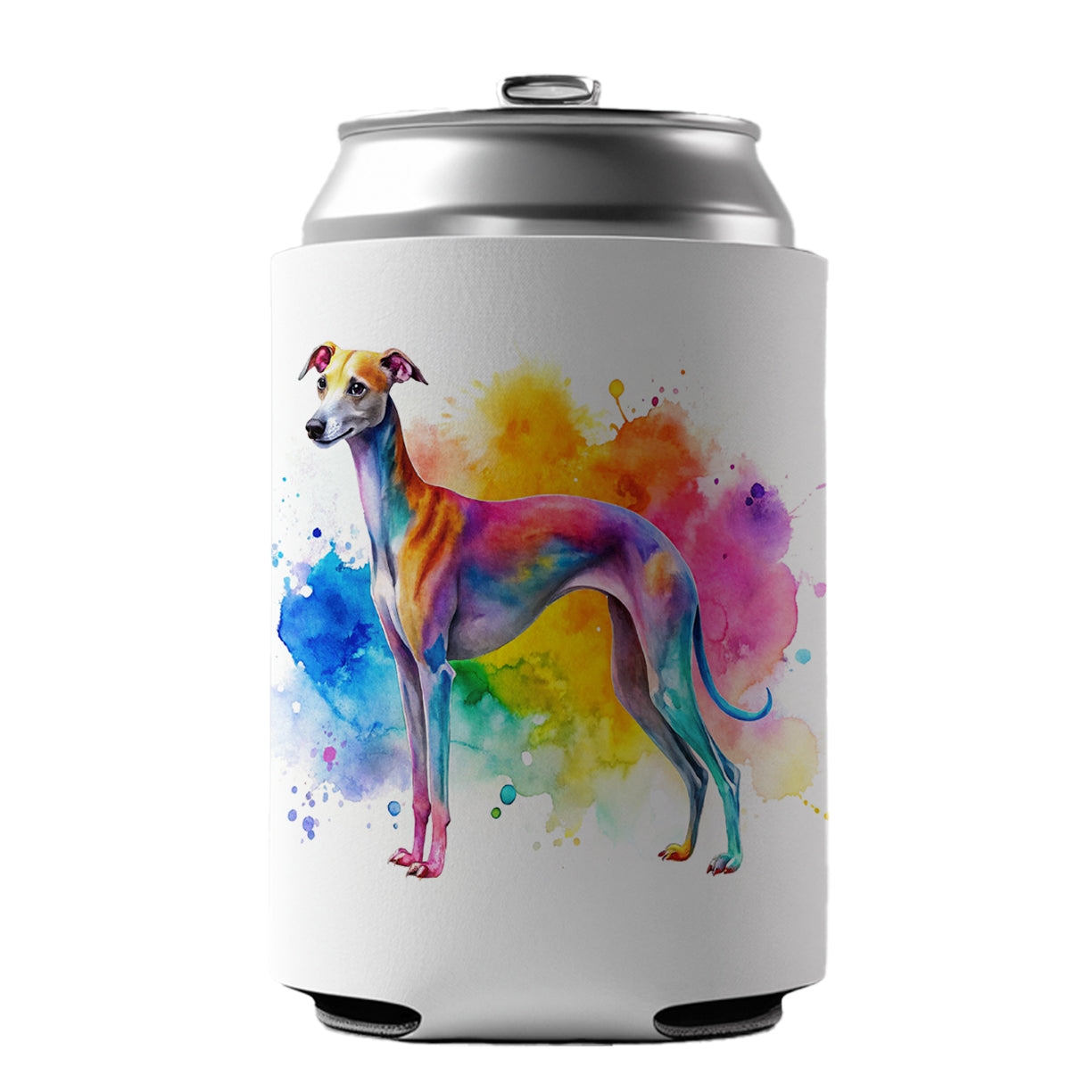 Italian Greyhound Dog Watercolor Style Can Cooler Beer Soda Drink Insulated Holder Sleeve Hugger