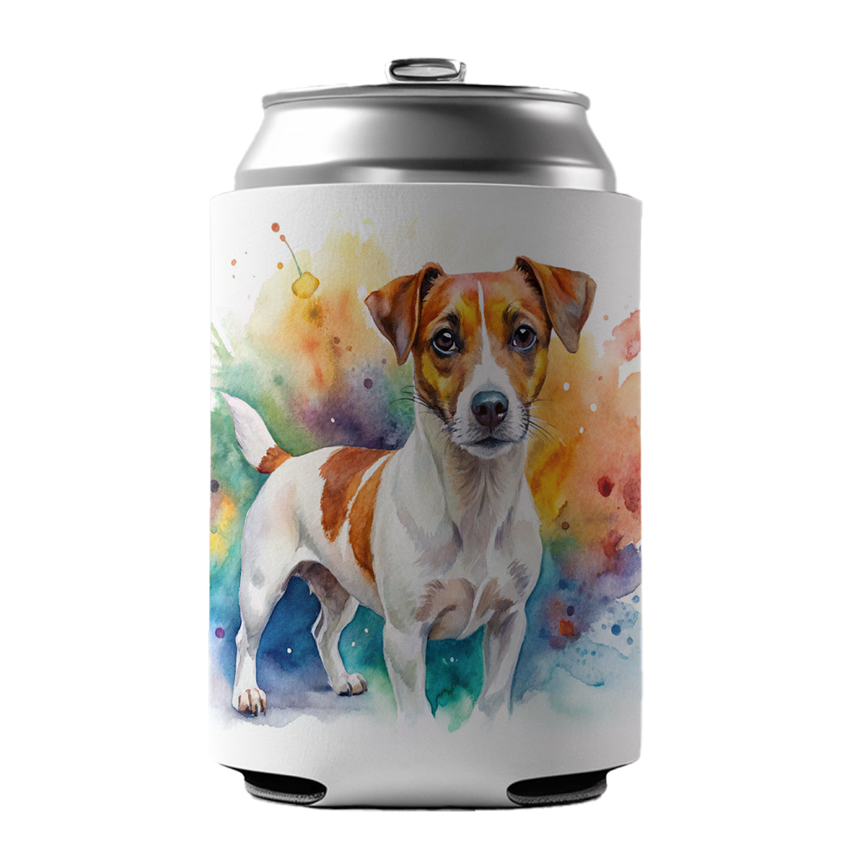 Jack Russell Terrier Dog Watercolor Style Can Cooler Beer Soda Drink Insulated Holder Sleeve Hugger