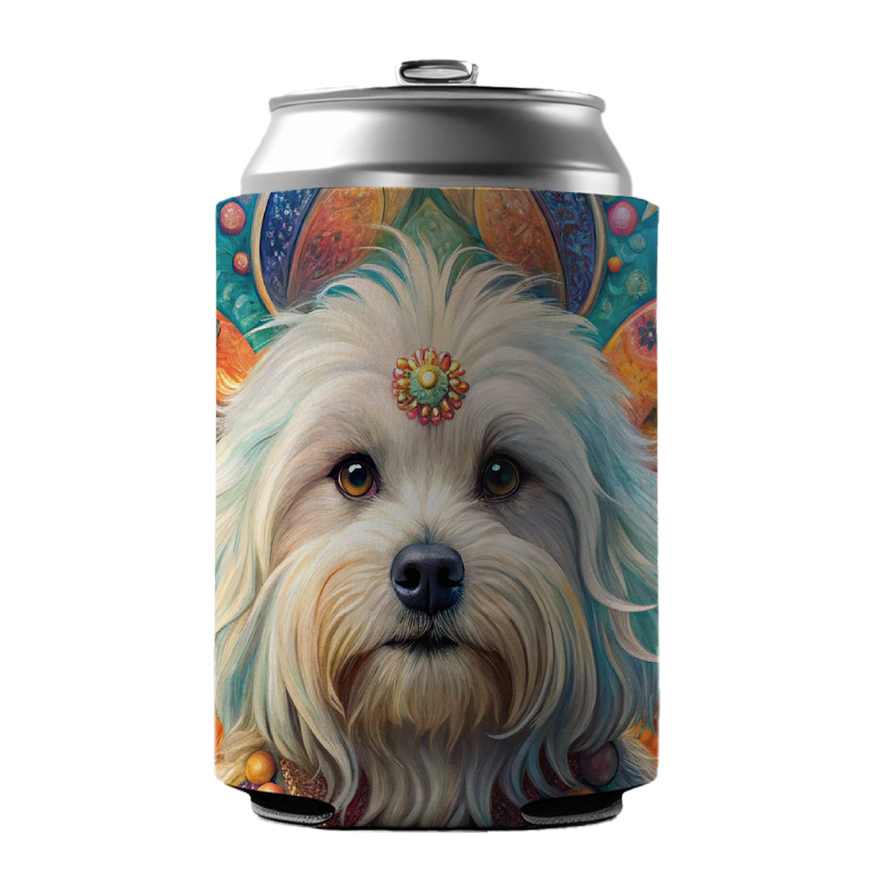 Maltese Dog Bohemian Art Can Cooler Beer Soda Drink Insulated Holder Sleeve Hugger
