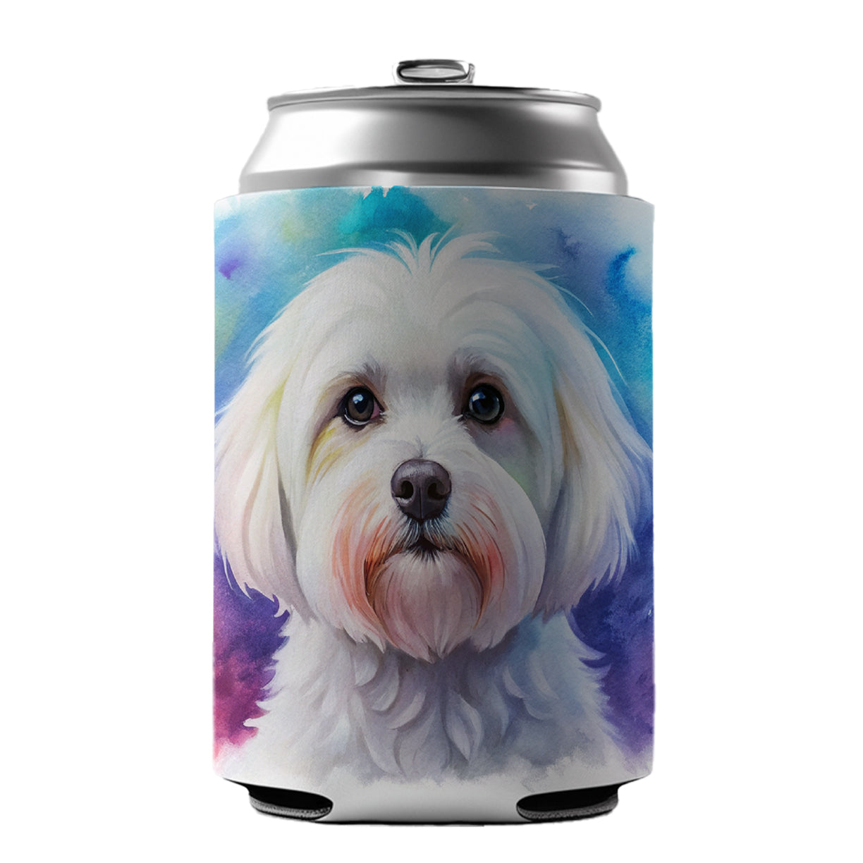 Maltese Dog Watercolor Style Can Cooler Beer Soda Drink Insulated Holder Sleeve Hugger