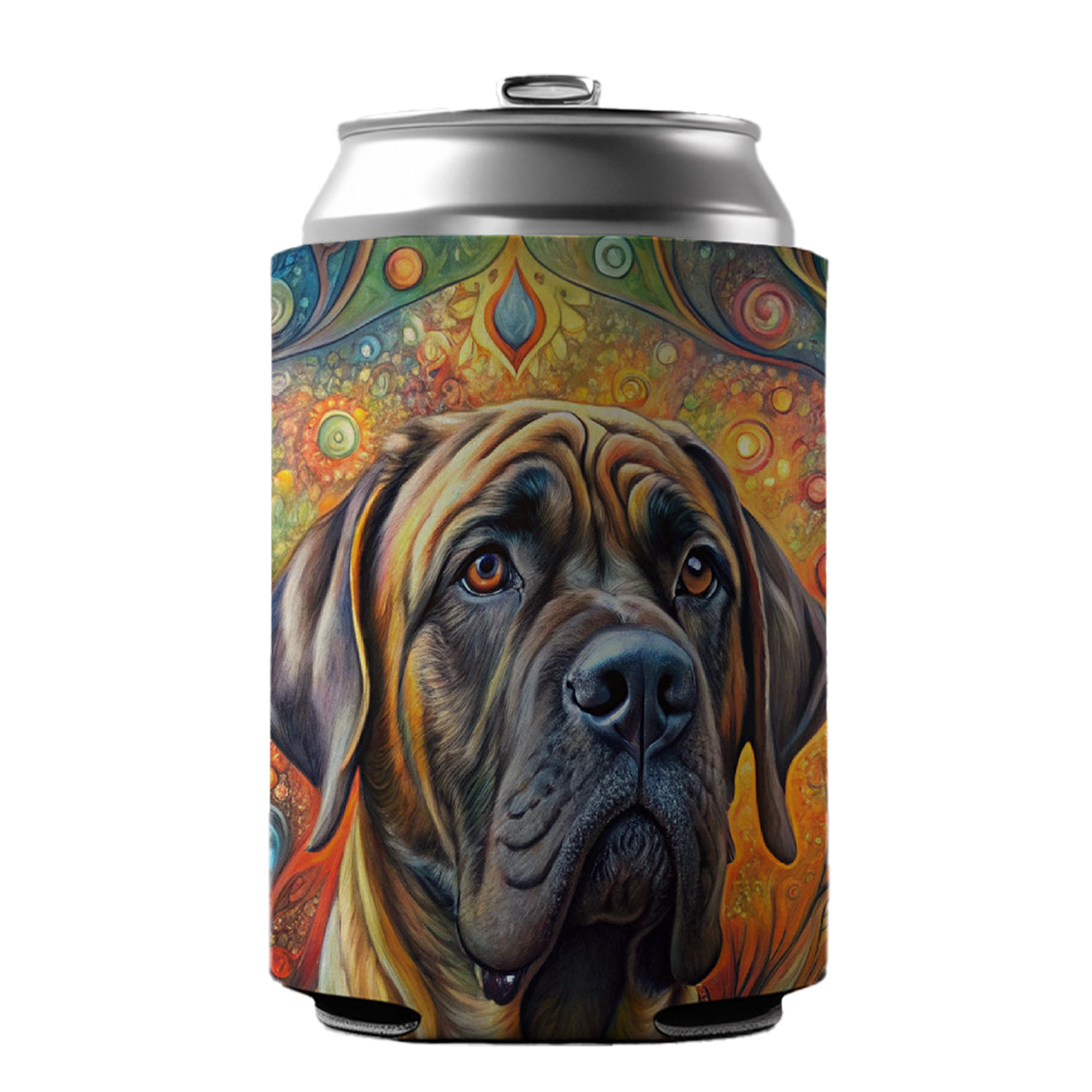 Mastiff Dog Bohemian Art Can Cooler Beer Soda Drink Insulated Holder Sleeve Hugger
