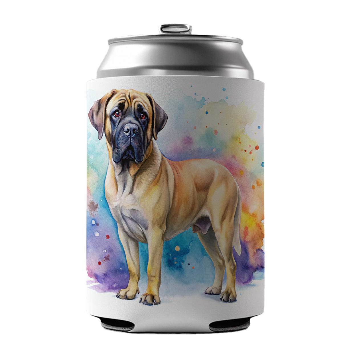 Mastiff Dog Watercolor Style Can Cooler Beer Soda Drink Insulated Holder Sleeve Hugger
