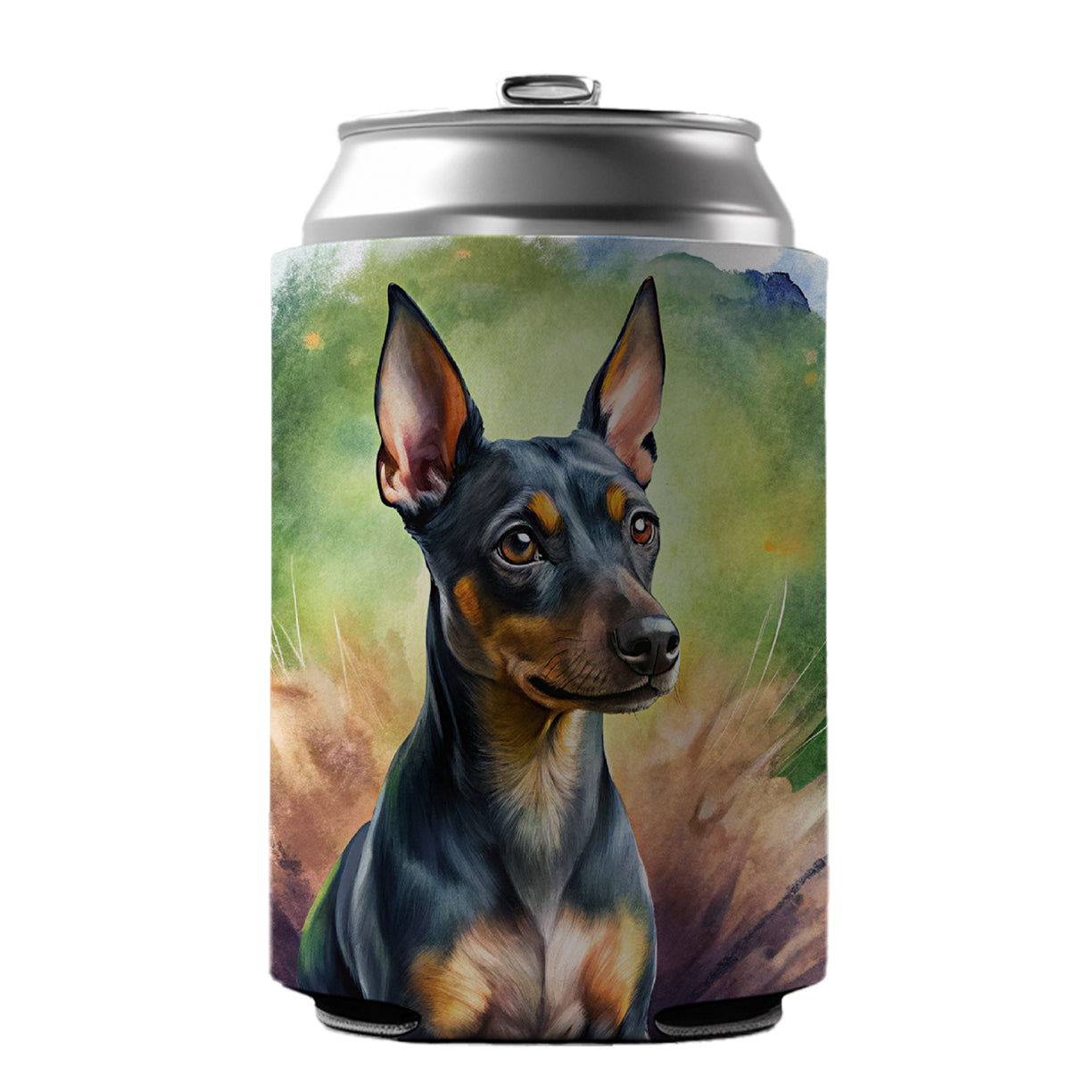 Miniature Pinscher Dog Illustration Can Cooler Beer Soda Drink Insulated Holder Sleeve Hugger