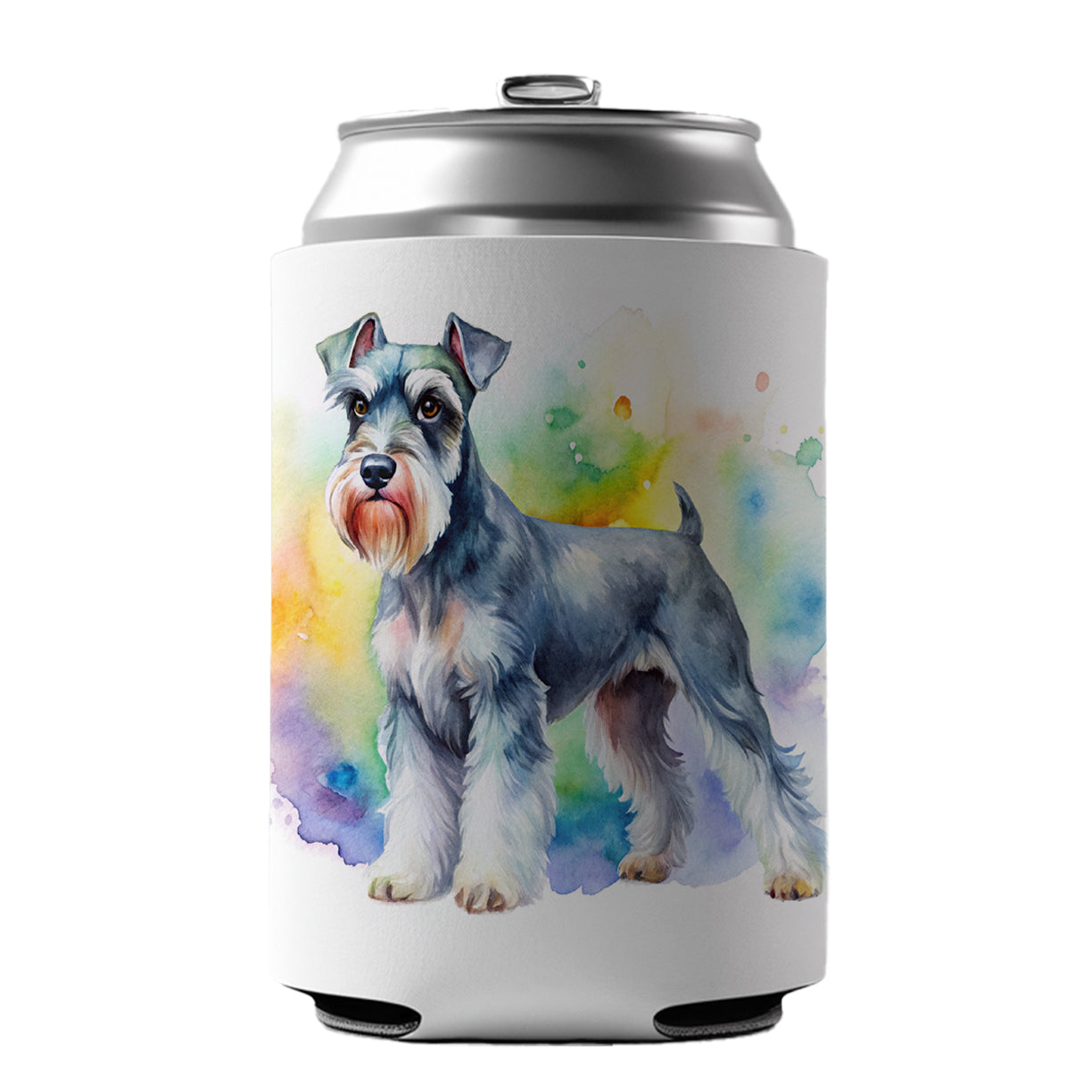 Miniature Schnauzer Dog Watercolor Style Can Cooler Beer Soda Drink Insulated Holder Sleeve Hugger