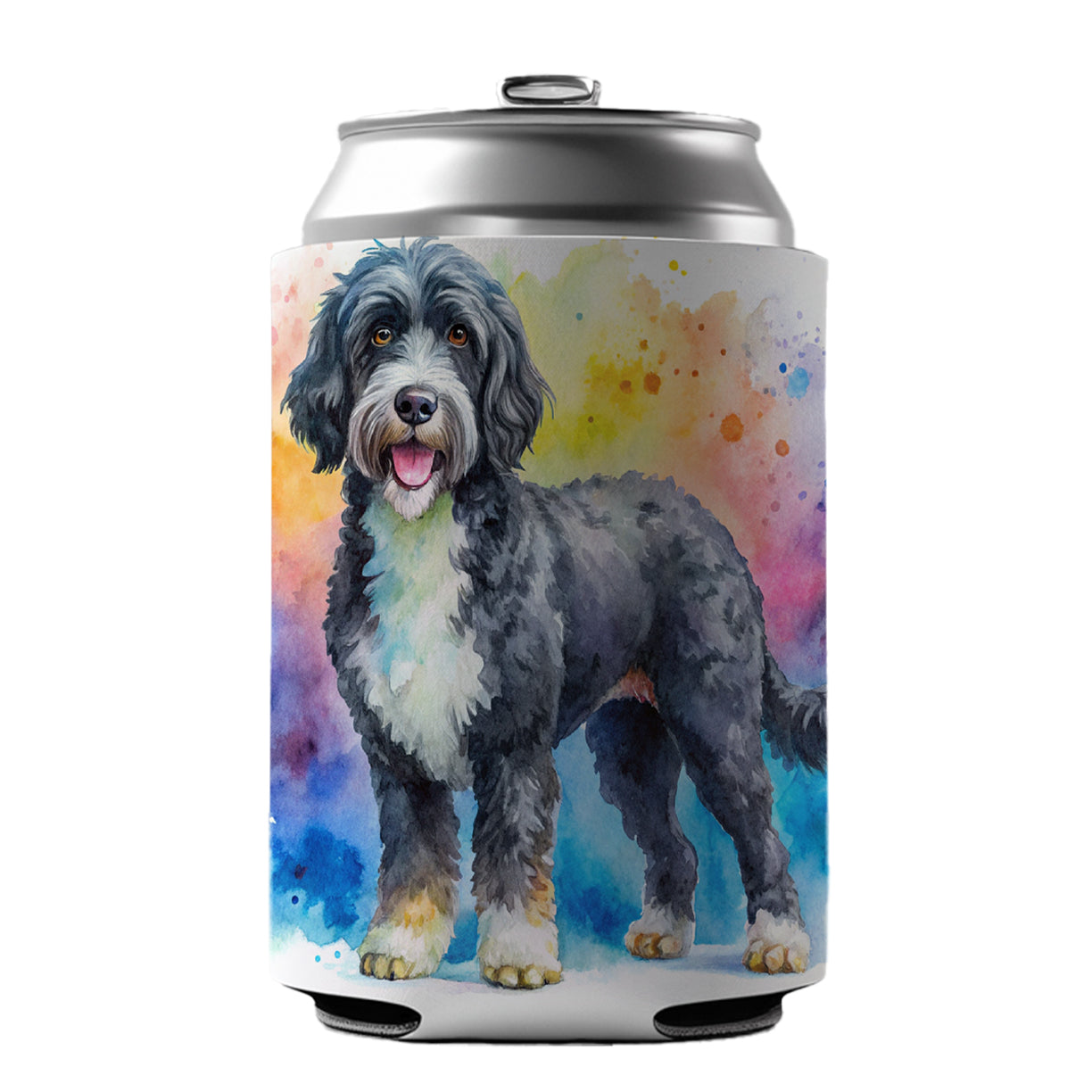 Portuguese Water Dog Watercolor Style Can Cooler Beer Soda Drink Insulated Holder Sleeve Hugger