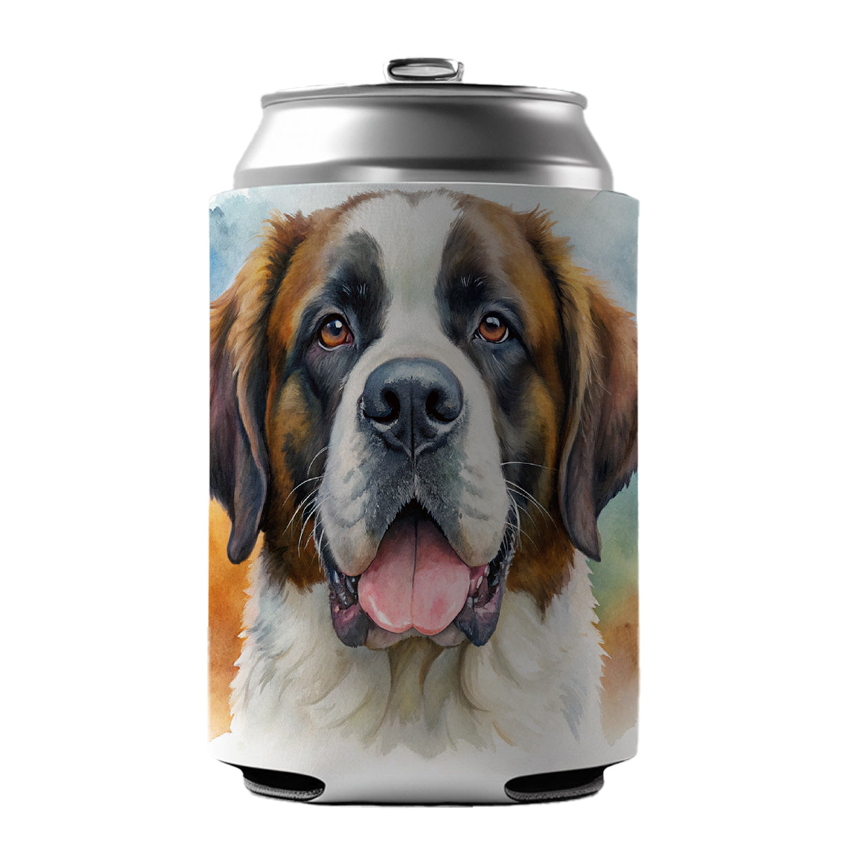 Saint Bernard Dog Watercolor Style Can Cooler Beer Soda Drink Insulated Holder Sleeve Hugger