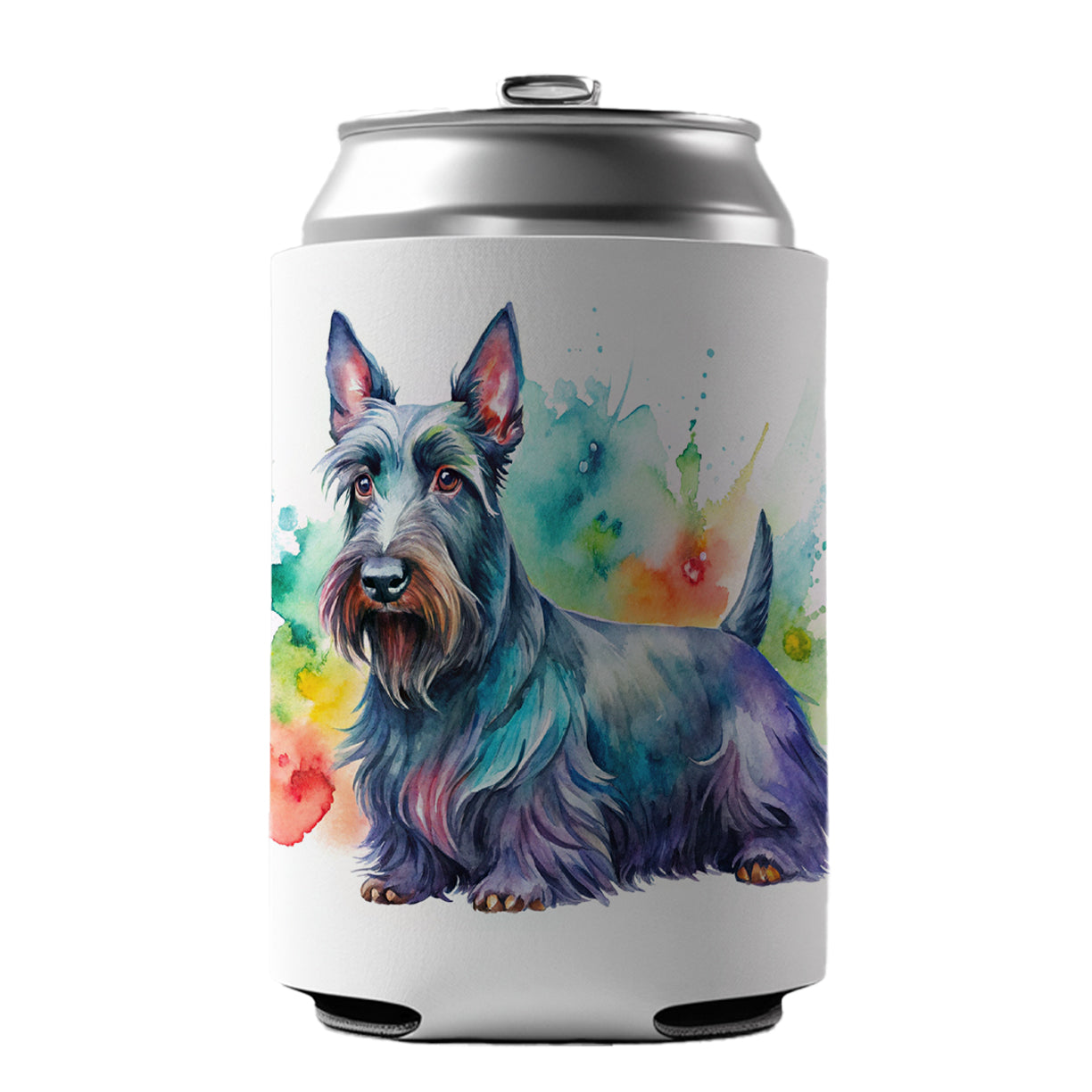 Scottish Terrier Dog Watercolor Style Can Cooler Beer Soda Drink Insulated Holder Sleeve Hugger