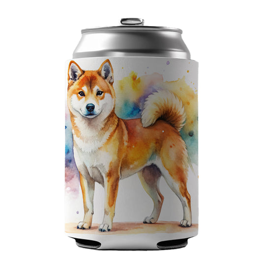 Shiba Inu Dog Watercolor Style Can Cooler Beer Soda Drink Insulated Holder Sleeve Hugger