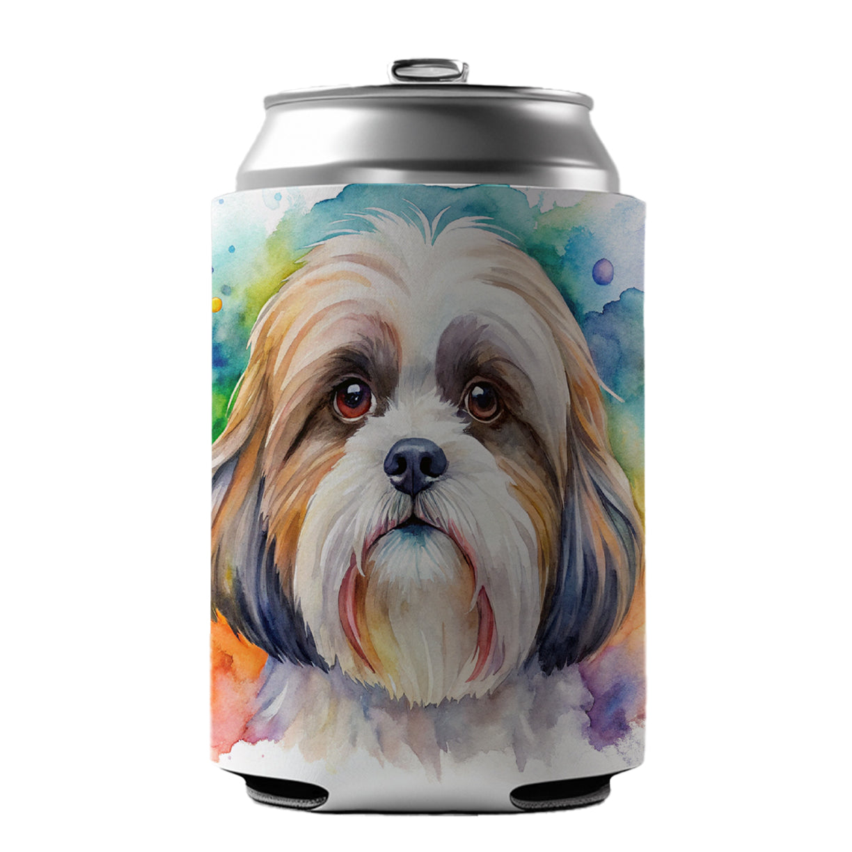 Shih Tzu Dog Watercolor Style Can Cooler Beer Soda Drink Insulated Holder Sleeve Hugger