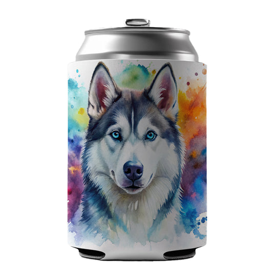 Siberian Husky Dog Watercolor Style Can Cooler Beer Soda Drink Insulated Holder Sleeve Hugger