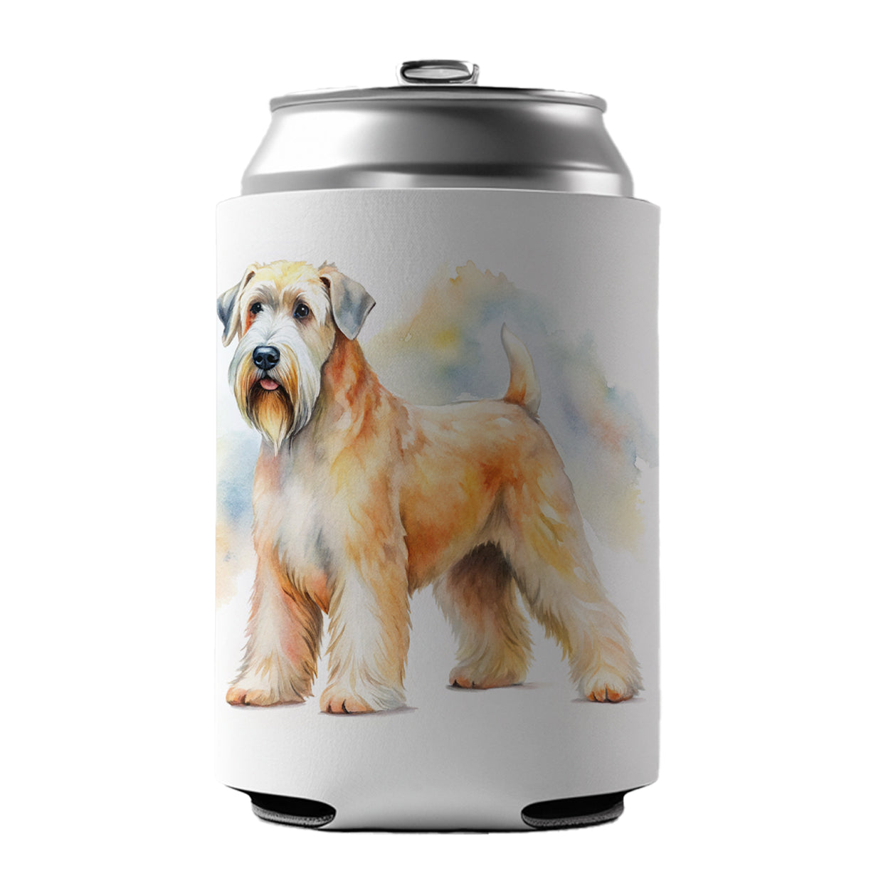 Soft Coated Wheaten Terrier Dog Watercolor Style Can Cooler Beer Soda Drink Insulated Holder Sleeve Hugger
