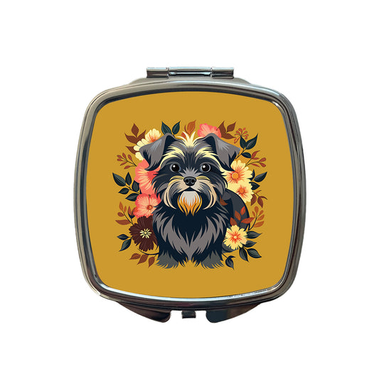 Affenpinscher Dog Floral Flowers Small Travel Purse Handbag Pocket Makeup Compact Mirror