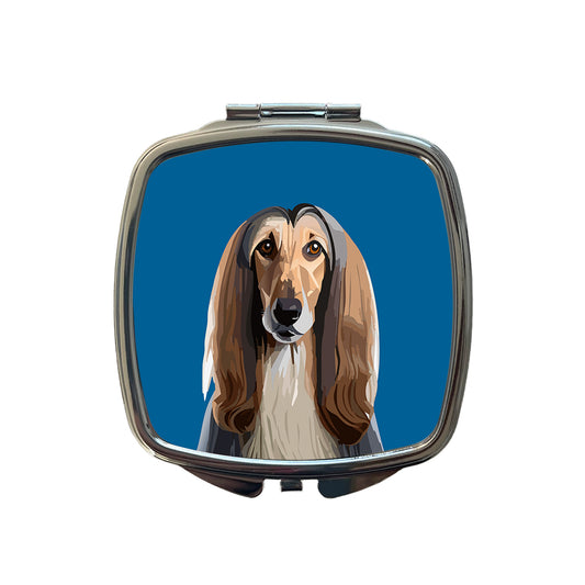 Afghan Hound Dog Staring Small Travel Purse Handbag Pocket Makeup Compact Mirror