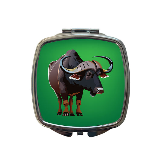 African Buffalo Standing Small Travel Purse Handbag Pocket Makeup Compact Mirror