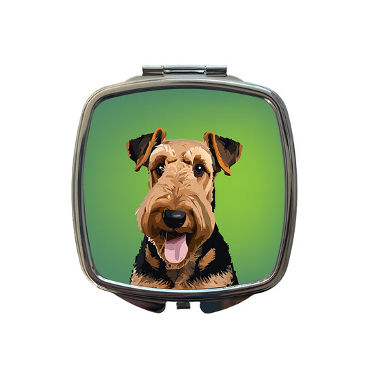 Airedale Terrier Dog Portrait Small Travel Purse Handbag Pocket Makeup Compact Mirror