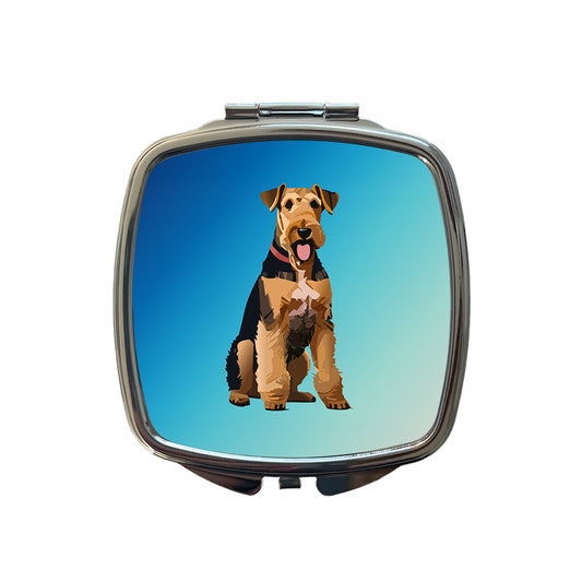 Airedale Terrier Dog Sitting Small Travel Purse Handbag Pocket Makeup Compact Mirror