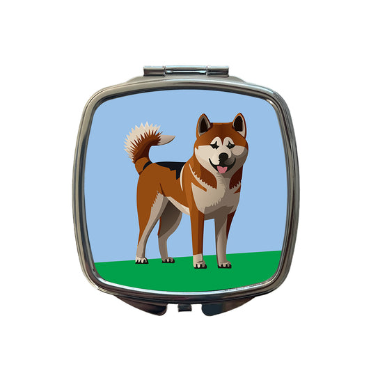 Akita Dog Standing Small Travel Purse Handbag Pocket Makeup Compact Mirror