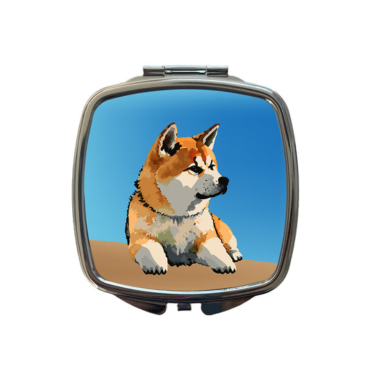 Akita Dog Watercolor Small Travel Purse Handbag Pocket Makeup Compact Mirror