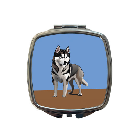 Alaskan Malamute Dog Standing Small Travel Purse Handbag Pocket Makeup Compact Mirror